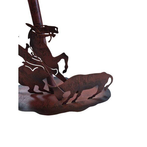 VTG Western Decor Cut Metal Bedside Table Lamp Rodeo Cowboy Boots Calf Roping - Picture 6 of 13